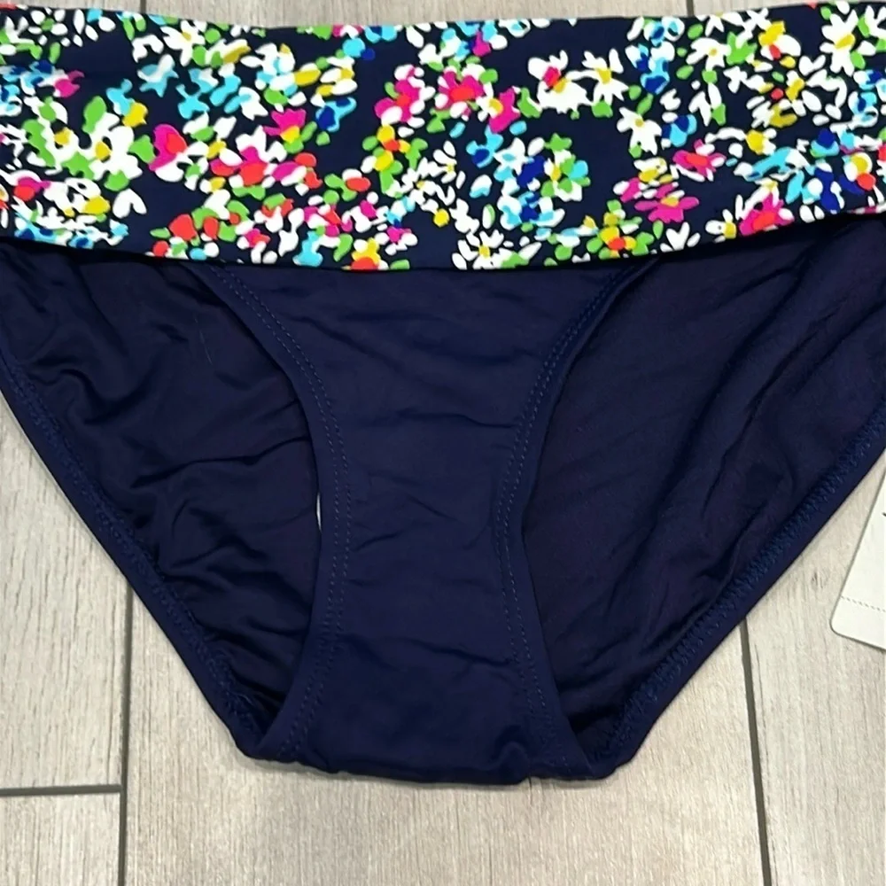 Anne Cole floral banded multi color swim bikini bottoms size XS